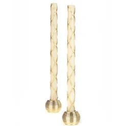 Fishnet Gold Dinner Candles, Set of 2