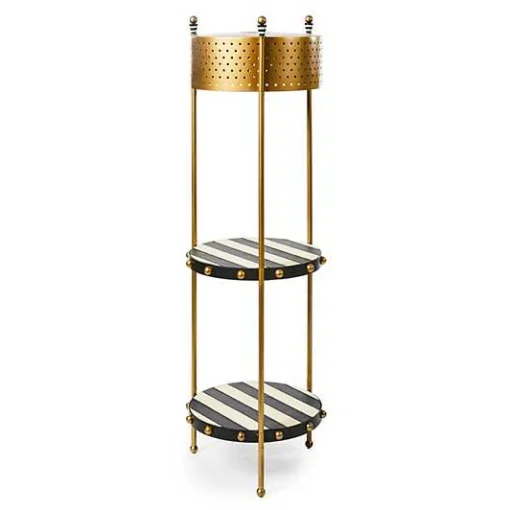 Flatiron Leather Stripe Shelf Floor Lamp