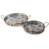 Flower Market Galvanized Serving Trays, Set of 2