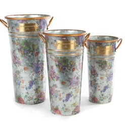 Flower Market Galvanized Flower Buckets, Set of 3