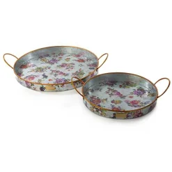 Flower Market Galvanized Serving Trays, Set of 2