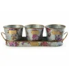 Flower Market Galvanized Herb Pots with Tray, Set of 3