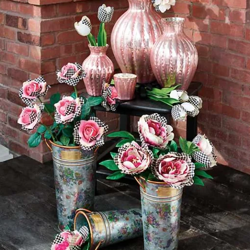 Flower Market Galvanized Flower Buckets, Set of 3