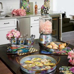 Flower Market Galvanized Serving Trays, Set of 2