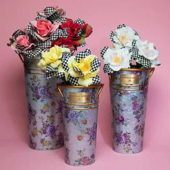 Flower Market Galvanized Flower Buckets, Set of 3