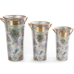 Flower Market Galvanized Flower Buckets, Set of 3