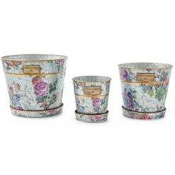 Flower Market Pots  Saucers, Set of 3