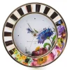 Flower Market Silver Plated Round Desk Clock