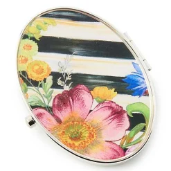 Flower Market Silver Plated Compact Mirror