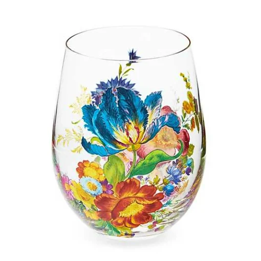 Flower Market Stemless Wine Glass, Set of 4