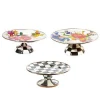 Flower Market White  Courtly Check Pedestal Platter Set