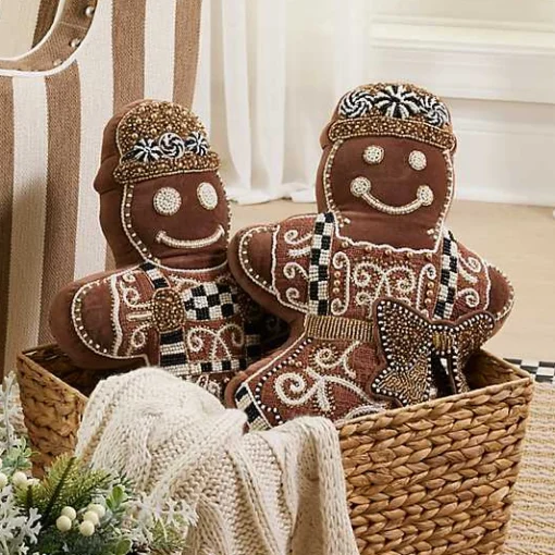 Gingerbread Boy Shaped Throw Pillow