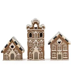 Gingerbread Illuminated Mini Houses, Set of 3