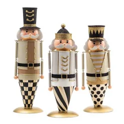 Glam Up Tin Nutcracker Figures, Set of 3