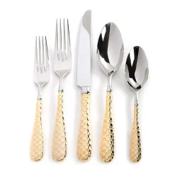 Gold Check Flatware 5-Piece Place Setting