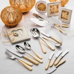 Gold Check Flatware 5-Piece Place Setting