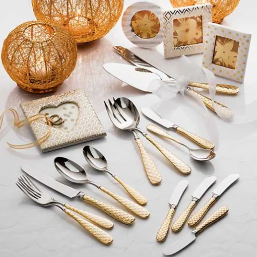 Gold Check Flatware 5-Piece Place Setting