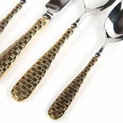Gold Check Flatware 5-Piece Place Setting
