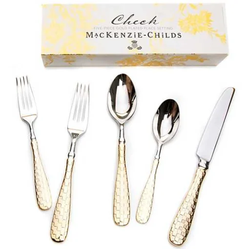 Gold Check Flatware 5-Piece Place Setting