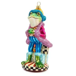 Granny Kitsch Frog Glass Ornament