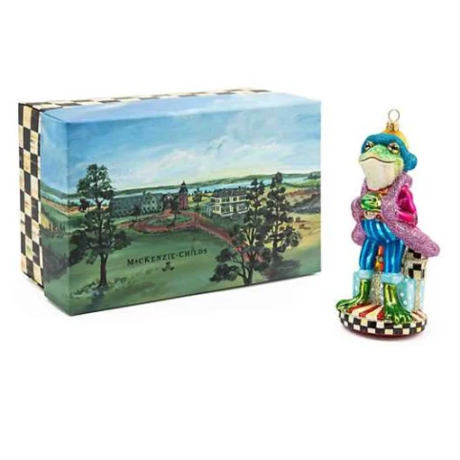 Granny Kitsch Frog Glass Ornament