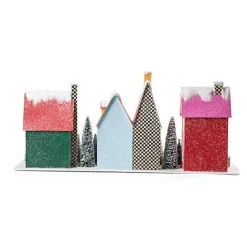 Granny Kitsch Illuminated Village Mantel Arrangement