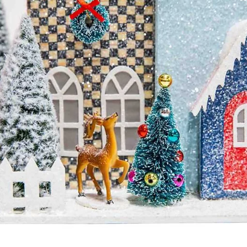 Granny Kitsch Illuminated Village Mantel Arrangement