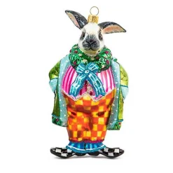 Granny Kitsch Rabbit Glass Ornament