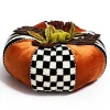 Harvest Check  Stripe Round Pillow