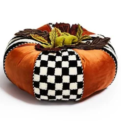Harvest Check  Stripe Round Pillow