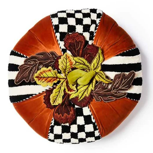 Harvest Check  Stripe Round Pillow
