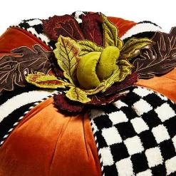 Harvest Check  Stripe Round Pillow