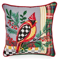 Holiday Cardinal Beaded Throw Pillow