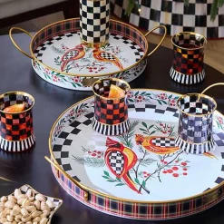 Holiday Cardinal Round Metal Serving Trays, Set of 2