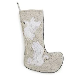 Holiday Swan Velvet Stocking