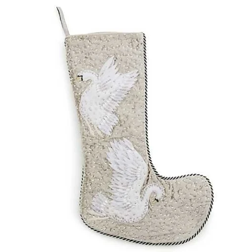 Holiday Swan Velvet Stocking