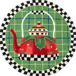 Holiday Tea Kettle 3' Round Rug