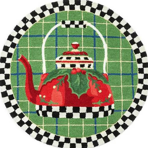Holiday Tea Kettle 3' Round Rug