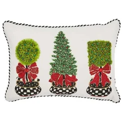 Holiday Topiary Beaded Lumbar Pillow
