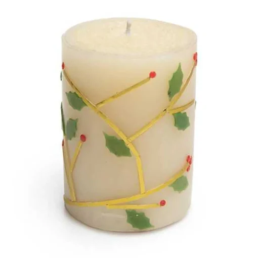 Holly 4 Pillar Candle
