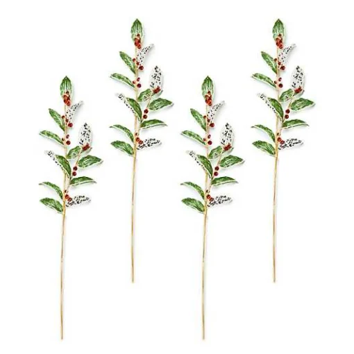 Holly Beaded Spray Stem, Set of 4
