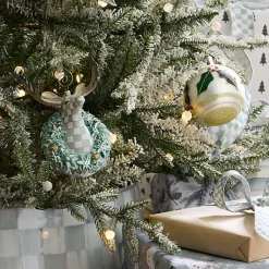 Holly Leaf Glass Ball Ornaments, Set of 6