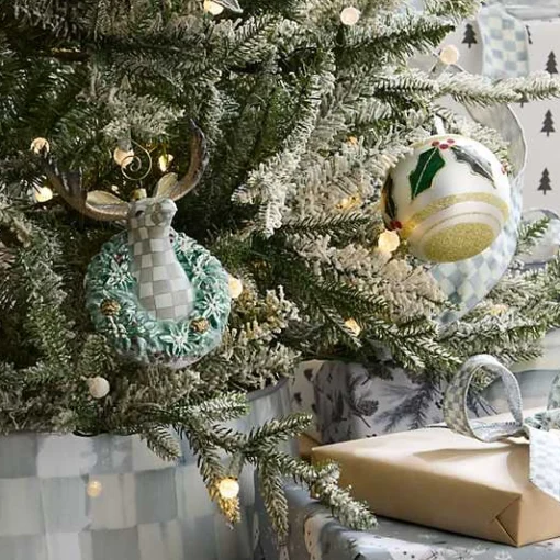 Holly Leaf Glass Ball Ornaments, Set of 6