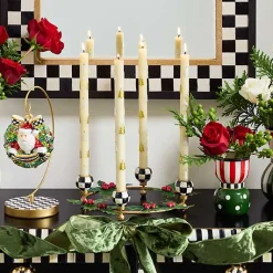 Holly Leaf Metal Ring Candle Holder