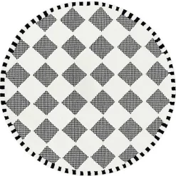 Houndstooth Check Diamond 6' Round Rug