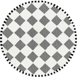 Houndstooth Check Diamond 6' Round Rug