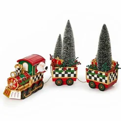 Illuminated Bottle Brush Train Arrangement