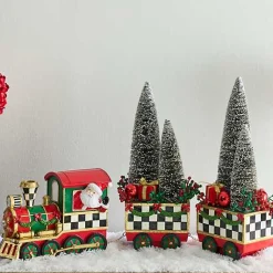 Illuminated Bottle Brush Train Arrangement