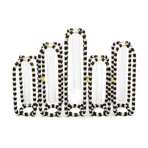 Interlocking Black  White Bud Vases, Set of 5
