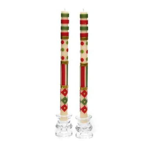 Jester Dinner Candles - Red, Green,  Gold - Set of 2